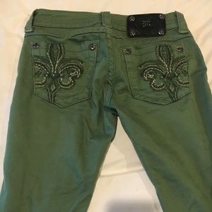 Miss Me green skinny jeans 25